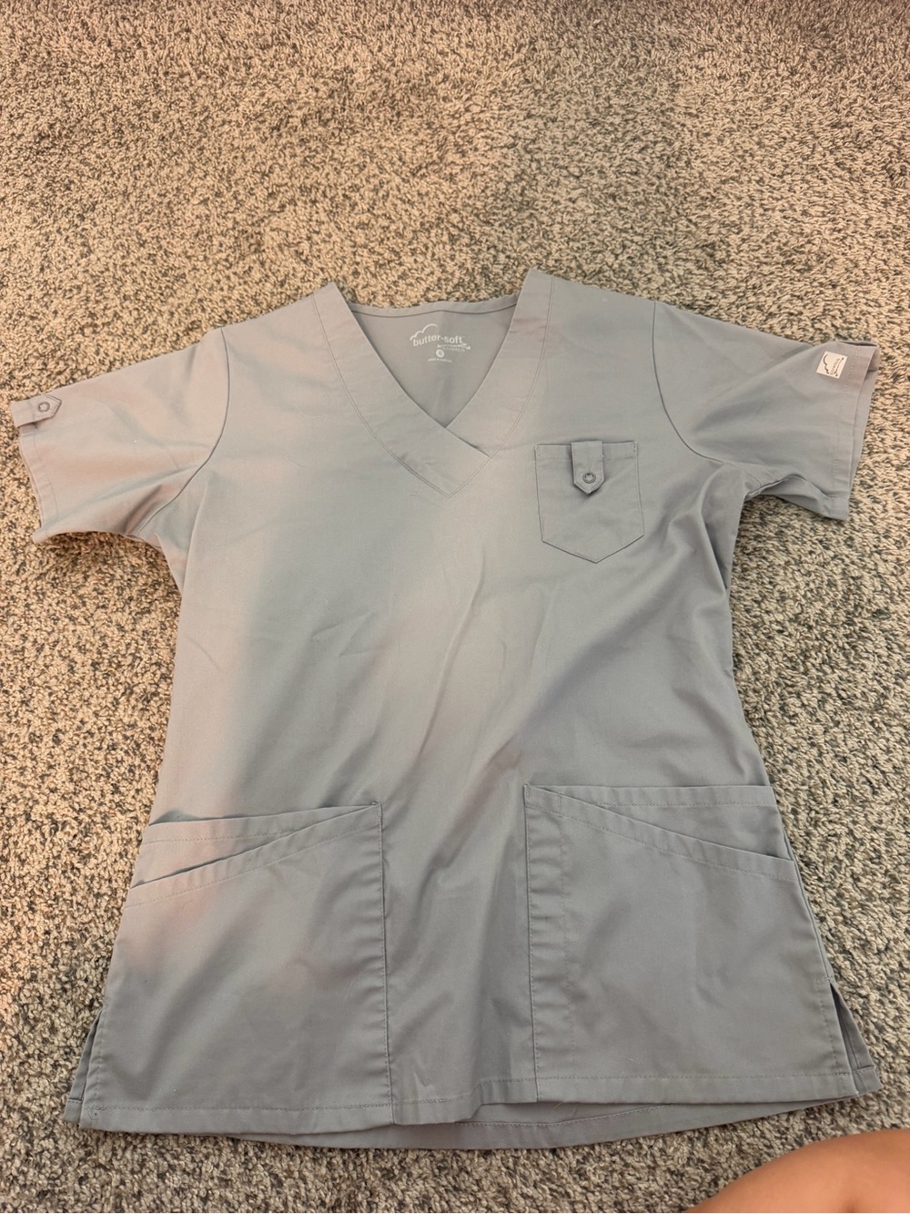 Butter-Soft Women's V-Neck Scrub Top in Light Gray